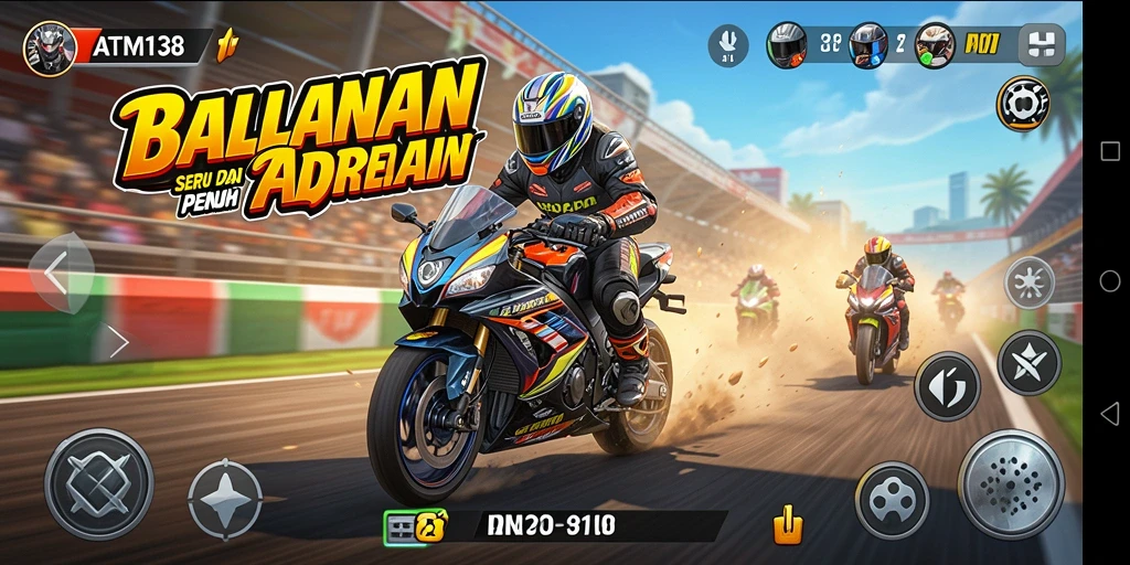 Gameplay seru ATM138 dengan berbagai motor balap.