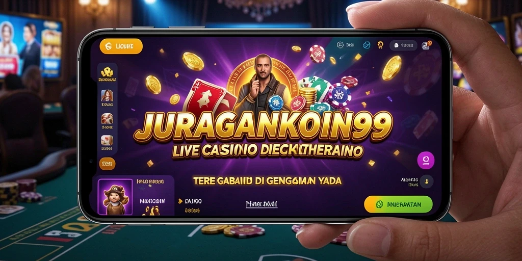 Screenshot gameplay Live Casino JURAGANKOIN99 menunjukkan aksi menarik dengan dealer langsung.