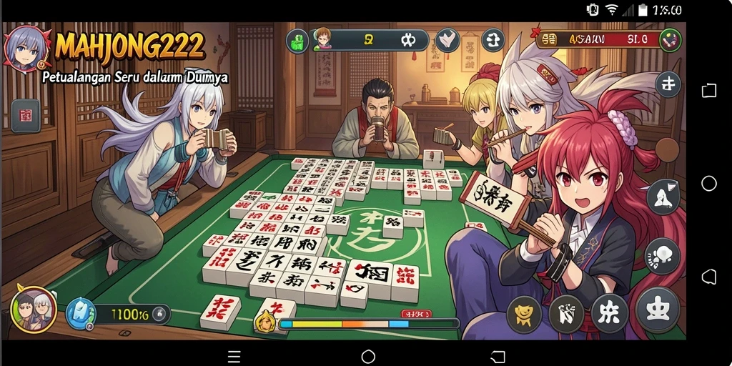 Tampilan gameplay MAHJONG222 yang penuh warna dan dinamis.