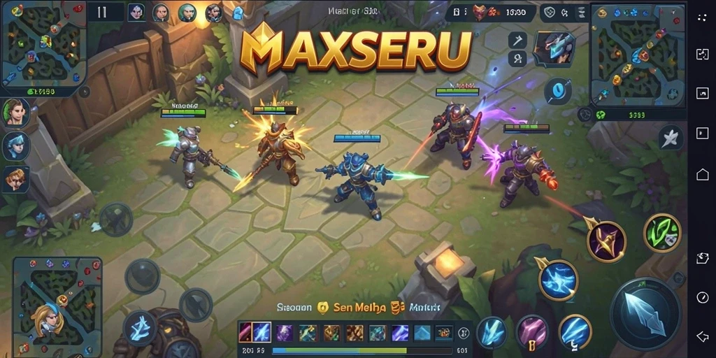 Tampilan seru gameplay <strong>MAXSERU</strong> dengan pertarungan karakter yang strategis.
