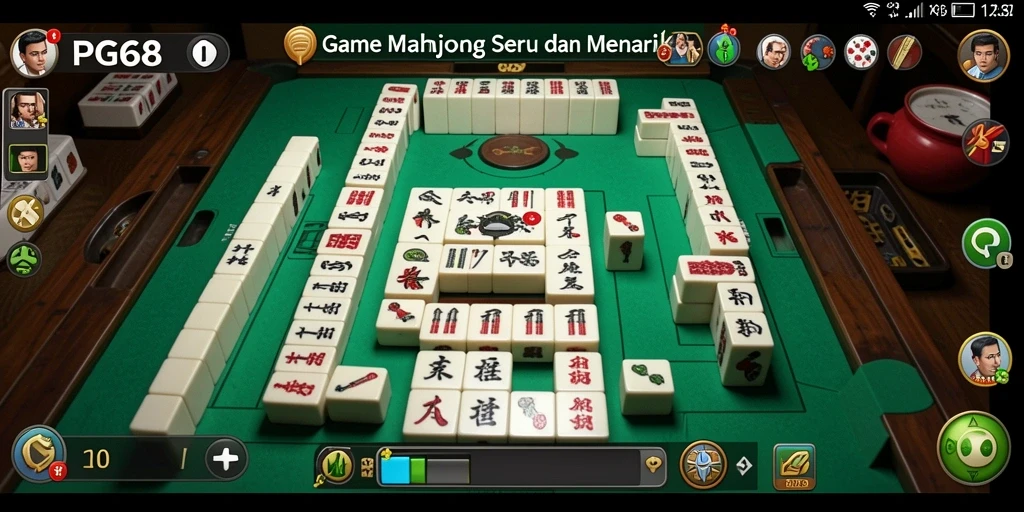 Screenshot utama PGG68 menunjukkan gameplay Mahjong yang intens.