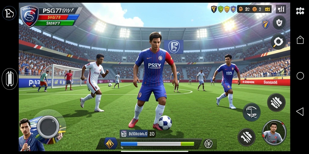Screenshot PSG77 menampilkan aksi permainan olahraga yang seru dan dinamis.