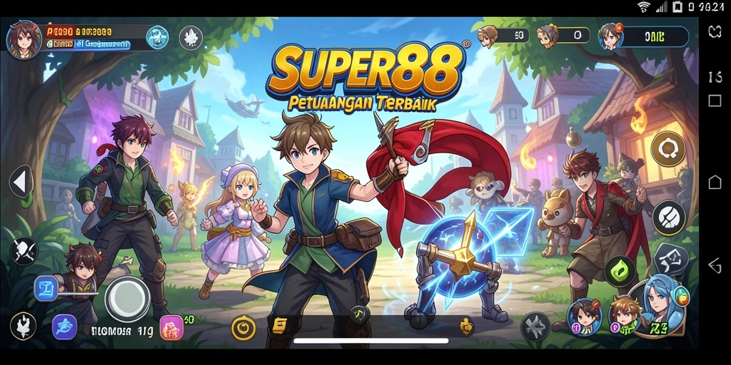 Tampilan gameplay SUPER88 dengan karakter anime yang menarik